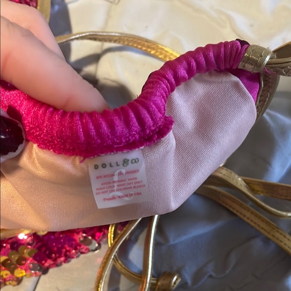 Doll- Pink and Gold Sequin Bikini Set - Picture 4 of 4
